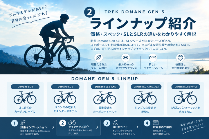 ②「2027 TREK Domane（ドマーネ）発表！新型エンデュランスロードの特徴・ラインナップを紹介｜WINDSBIKES」